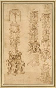Studien von drei Kerzenhaltern von Domenico Campagnola