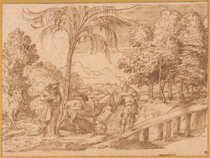 Die Flucht nach Ägypten von Domenico Campagnola