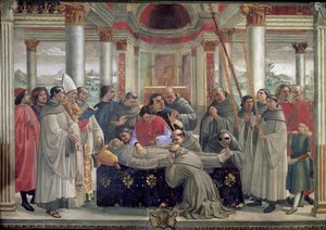 Der Tod des Heiligen Franziskus, Szene aus einem Zyklus des Lebens des Heiligen Franziskus von Assisi, 1486 von Domenico Ghirlandaio