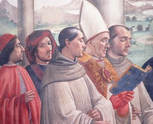 Der Tod des Heiligen Franziskus, Szene aus dem Zyklus des Lebens des Heiligen Franziskus von Assisi, 1486 (Detail) von Domenico Ghirlandaio