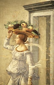 Frau trägt Obst, aus der Geburt von Johannes dem Täufer
