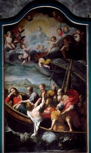 Der Heilige Nikolaus beruhigt den Sturm (Gemälde von Domenico Fiasella)