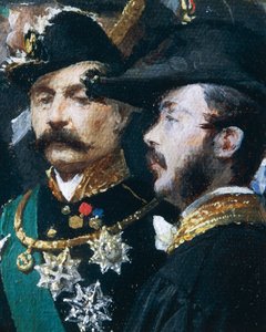 Die Grundsteinlegung der Galleria Vittorio Emanuele in Mailand (Detail) von Domenico Induno