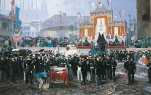Die Grundsteinlegung der Galleria Vittorio Emanuele in Mailand von Domenico Induno