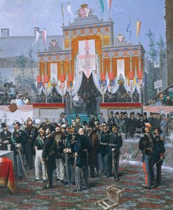 Die Grundsteinlegung der Galleria Vittorio Emanuele in Mailand von Domenico Induno