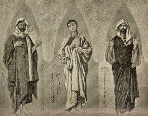 Heilige Bartholomäus, Jakobus der Jüngere und Philippus, Kartons von Domenico Morelli für das Mosaik in der Kathedrale von Amalfi von Domenico Morelli
