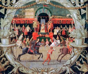 Der Raub der Sabinerinnen vor dem Signal, um 1490 von Domenico Morone