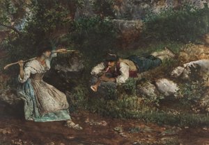 Eine italienische Contadina wird von einem Schäfer umworben von Domenico Pennacchini