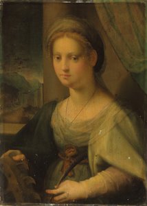 Porträt einer Dame als Heilige Katharina von Alexandria von Domenico Puligo