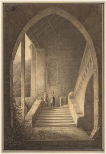 Äußerer Treppenaufgang einer gotischen Ruine, 1830
