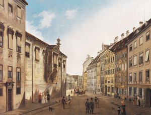 Die Residenzstraße gegen den Max-Joseph-Platz im Jahr 1826 von Domenico Quaglio the Younger