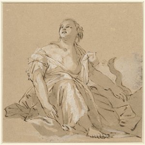Sitzende Juno auf Wolken