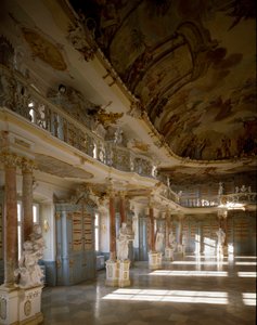 Ansicht des Bibliotheksraums des Klosters Schussenried von Dominikus Zimmermann