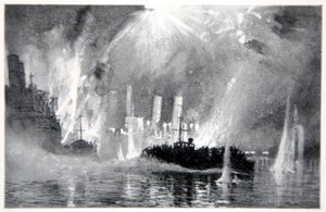 Motorboote retten Besatzungen der Blockschiffe in Zeebrugge, Illustration aus 