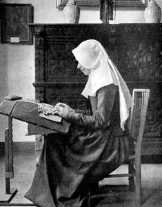 Nonne beim Spitzenklöppeln, Brügge, Belgien, 1936