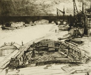 Wind und Regen auf der Themse von Donald Shaw MacLaughlan
