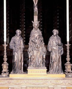 Gruppe von Jungfrau und Kind mit Heiligen, von Donatello, Basilika des Heiligen Antonius von Padua, Italien von Donatello