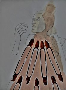 Abstrakte Figur mit Apfel von Doris Schmitz