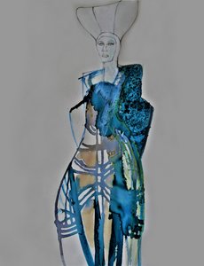 Blaues Modeporträt