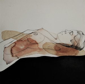 Ruhige Aquarellnackte von Doris Schmitz