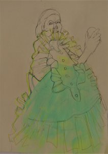 Elegante Frau grüne Skizze von Doris Schmitz