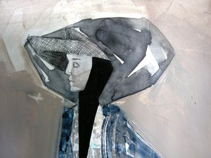 Nachdenkliche verhüllte Figur