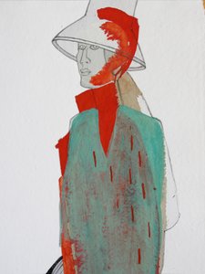 Roter Spritzer Modefigur