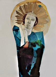 Königliche Frau mit goldenem Heiligenschein
