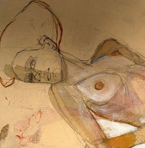 Nachdenkliche Liegende Frau