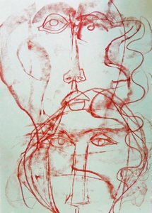 Zwei Abstrakte Gesichter von Doris Schmitz