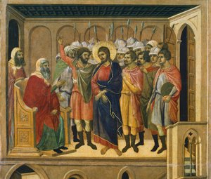 Christus vor dem Hohenpriester (Detail) von Duccio di Buoninsegna