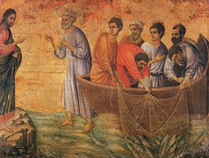 Christus am See Genezareth (Detail) von Duccio di Buoninsegna