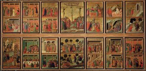 Leben Christi: Passion. Predella der Maestà (Tempera auf Holz) von Duccio di Buoninsegna