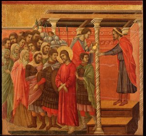 Pontius Pilatus wäscht seine Hände (Maestà-Altarbild) von Duccio di Buoninsegna