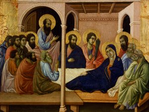 Die Jungfrau nimmt Abschied von den Aposteln (Detail) von Duccio di Buoninsegna