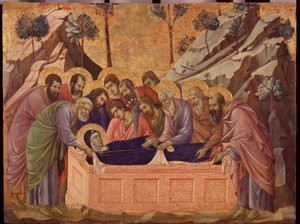 Die Entschlafung der Jungfrau (Predella) von Duccio di Buoninsegna