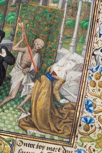 Seite aus "La Belle Dame Sans Merci" von Alain Chartier, Paris, frühes 15. Jahrhundert von Dunois Master