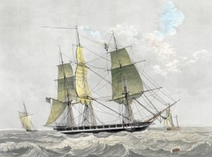 Amerikanische Marinekorvette unter Segeln, frühes 19. Jahrhundert