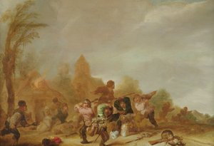 Schlägerei zwischen Soldaten und Bauern von Dutch School