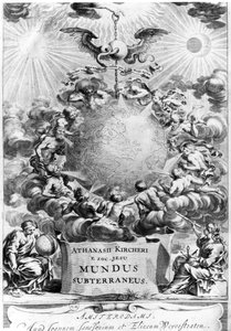 Frontispiz von Mundus Subterraneus von Athanasius Kircher (1602-80), 1664, Amsterdam von Dutch School