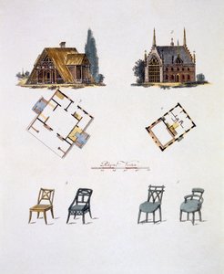Gartendekorationen, aus Magazin der Gartenschätze von G. van Laar, veröffentlicht 1802