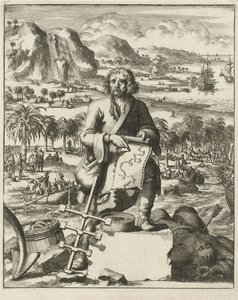 Louis Hennepin landet in Nordamerika, veröffentlicht 1688, Gravur von Dutch School