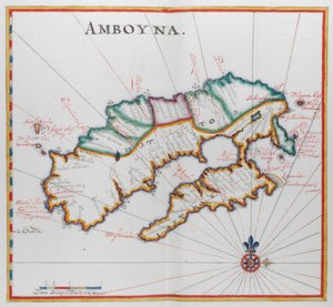 Karte von Amboyna, Insel im Indischen Ozean von Dutch School