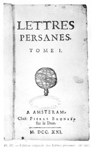 Titelseite von Les Lettres Persanes von Charles de Montesquieu (1689-1755) 1721
