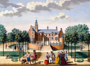 Blick auf das Haus Adrichem, aus Het Zeganpralent Kennemerlant von Hendrick de Leth und Matthias Brouerius Van Nidek, veröffentlicht um 1700-1730