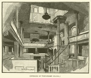 Innenansicht der West-Street-Kapelle (Gravur) von E.H. Fitchew