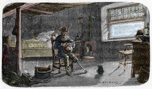 Porträt des jungen Josiah Wedgwood mit einem dauerhaft geschwächten Knie, das durch eine Pockeninfektion verursacht wurde, lernt ein geschickter Töpfer zu werden.