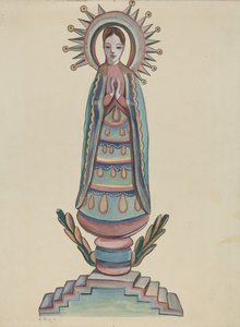 Bulto, polychrome Holzfigur aus New Mexico
