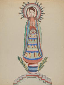 New Mexico, Bulto, polychrome Holzfigur, 1935-1942