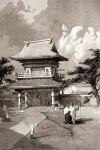 Eingang zu einem Tempel in Hakotadi, veröffentlicht von Sarony & Co., ca. 1856 von E. Brown